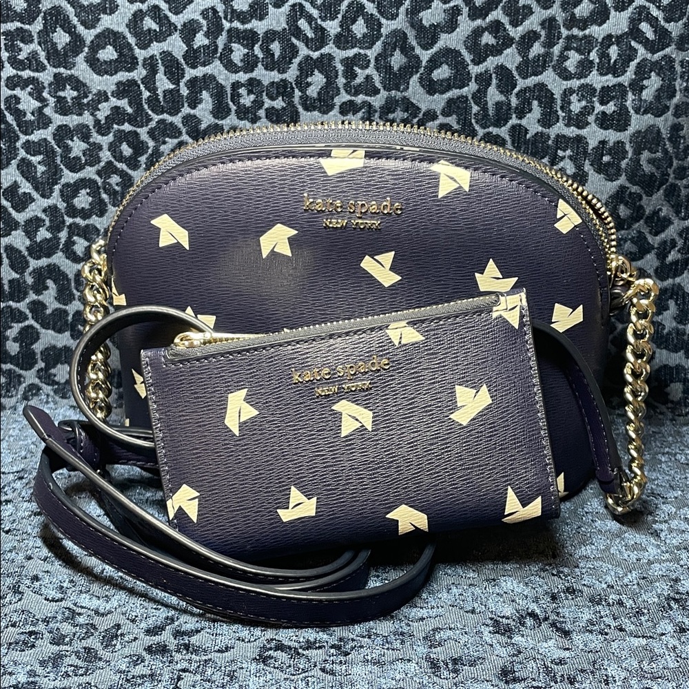 Kate Spade Navy and White Paper Boats Crossbody Bag and Wallet